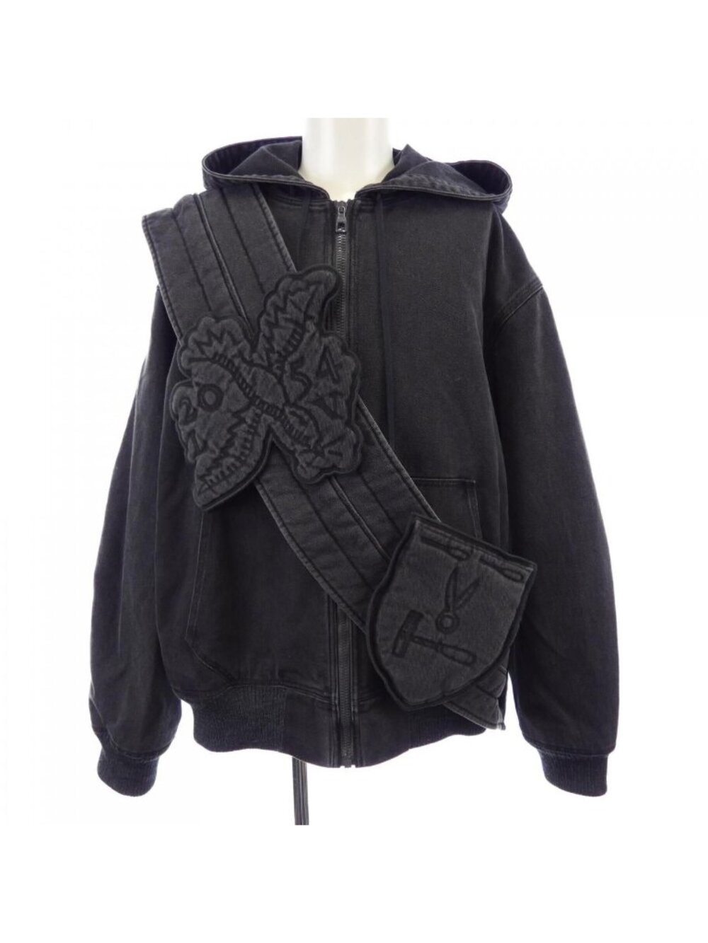 Louis Vuitton Zip Thro Denim Hoodie with Sash and Patch